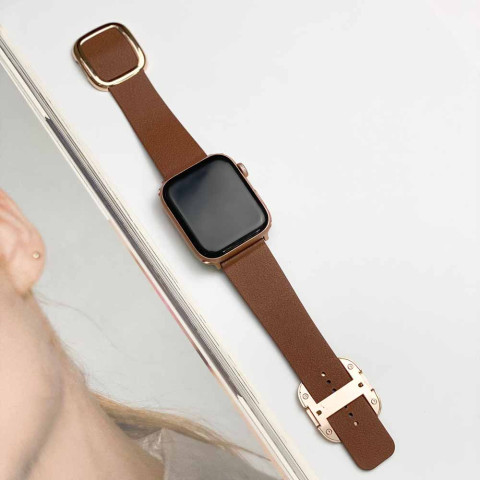 Кожаный ремешок Modern Buckle Leather на Apple Watch 38/40/41mm Gold/Brown Кожаный ремешок Modern Buckle Leather на Apple Watch 38/40/41mm Gold/Brown